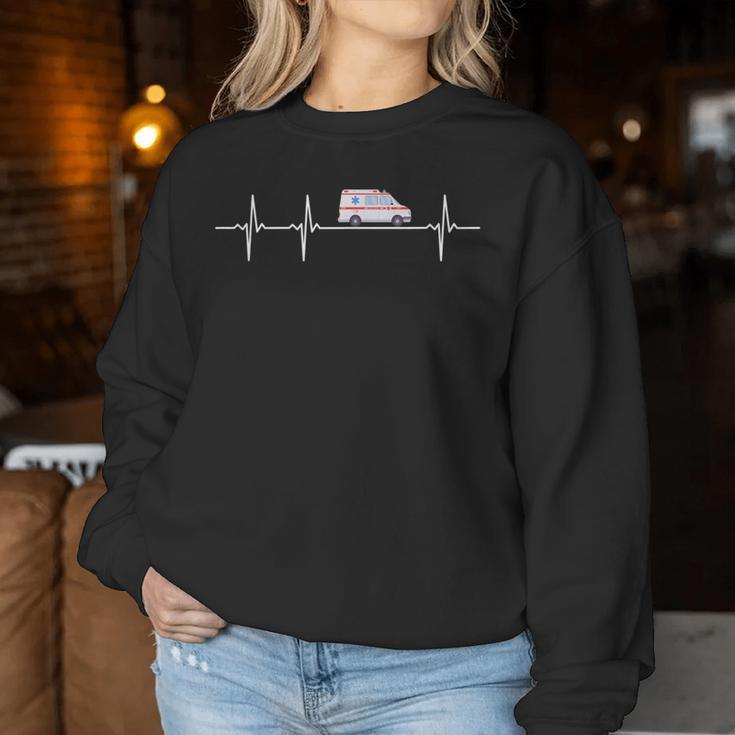 Emergency Automatic Heartbeat Paramedic Ambulance Sweatshirt Frauen Lustige Geschenke