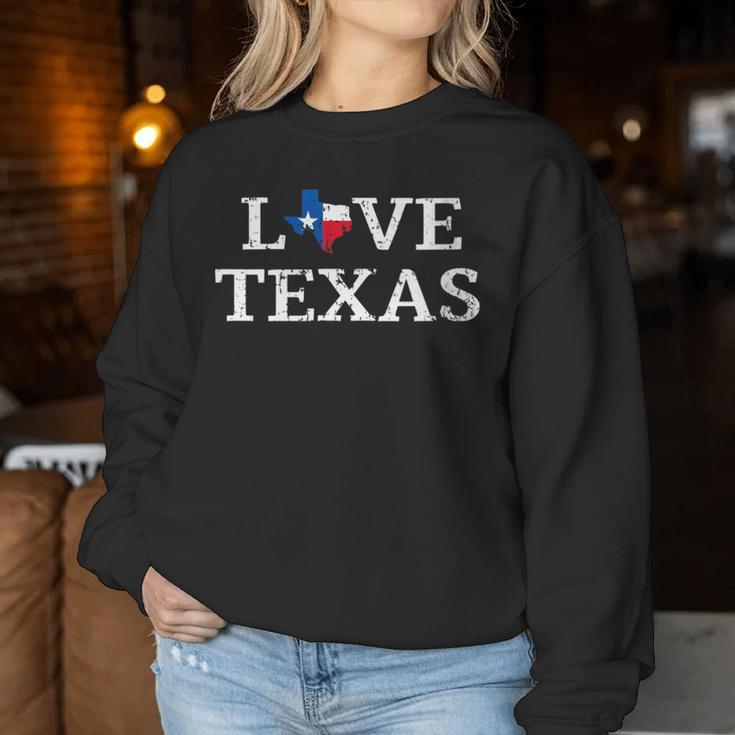 Êtements D'artintage Du Drapeau De L'état Du Texas En Détresse Love Texas Sweat-shirt pour femme Cadeaux drôles
