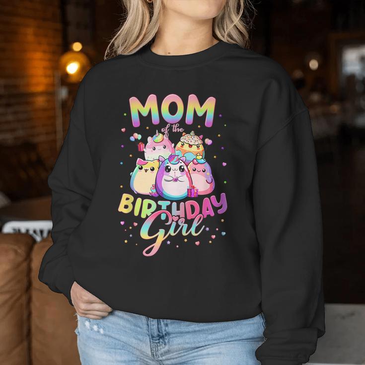 Family Mom Of The Birthday Girl Squish Birthday Squad Mallow Women Sweatshirt Funny Gifts