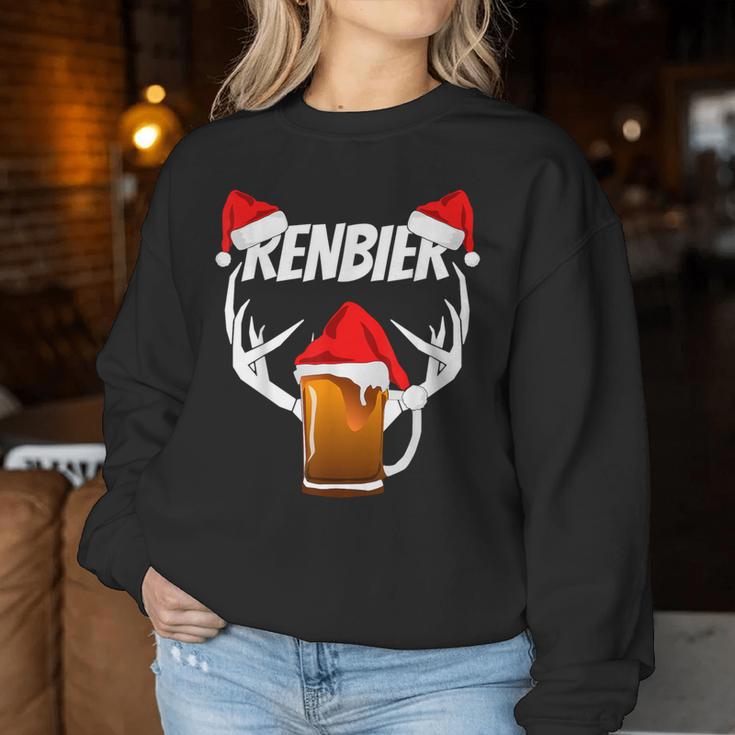 Saying Beer Renbier Reindeer Saufen Alcohol Sweatshirt Frauen Lustige Geschenke