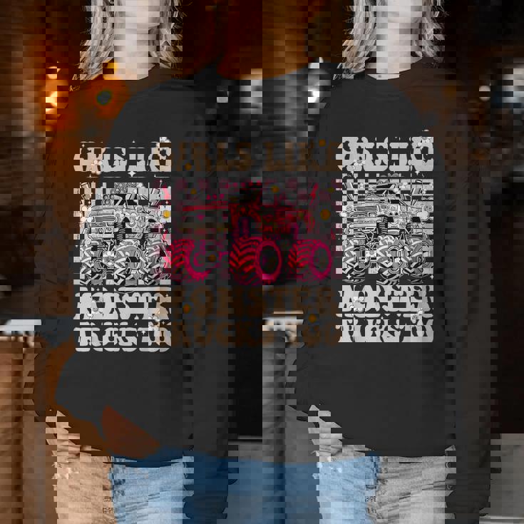 Girls Like Monster Trucks Too Pink Monster Truck Girls Women Sweatshirt Unique Gifts