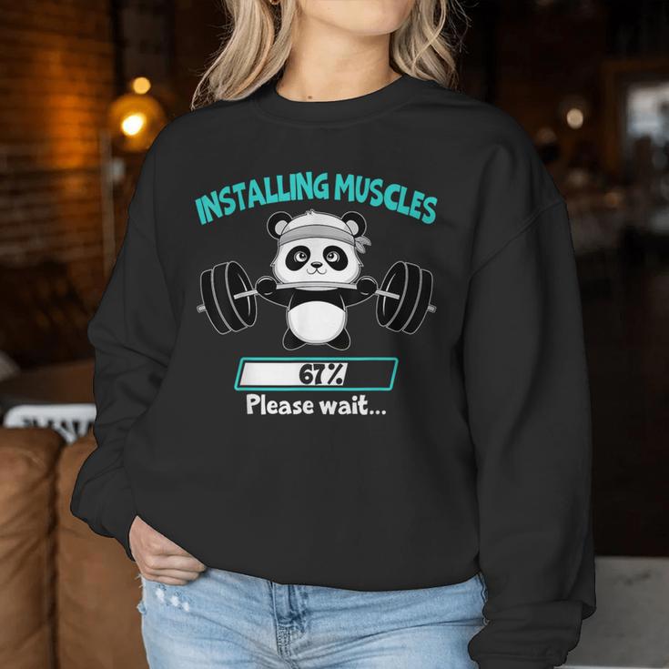 Installing Muscle Panda Weight Lifting Barbell Fitness Sweatshirt Frauen Lustige Geschenke