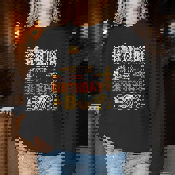 Grandma Of The Birthday Construction Worker Boy Crew Party Women Sweatshirt Funny Gifts