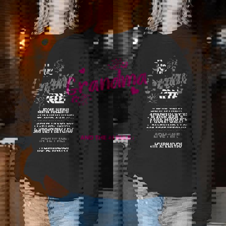 The Grandma Code Grammy Nana Grandma Grandmother Rules 'S Classic Fit Black Short Sleeve Cotton Blend Small Women Sweatshirt Personalized Gifts