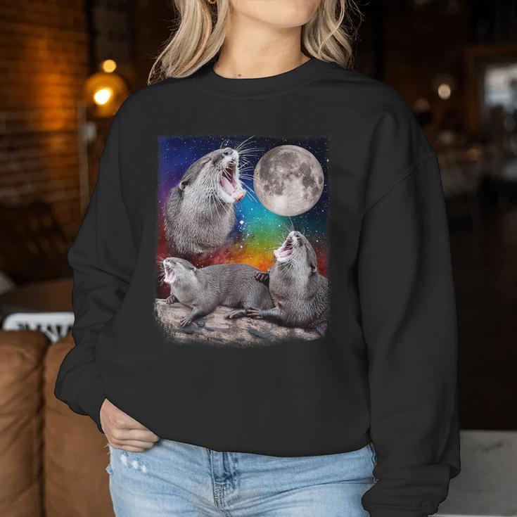 Howling Wolf Otter Moon Galaxy Parody Sweatshirt Frauen Lustige Geschenke