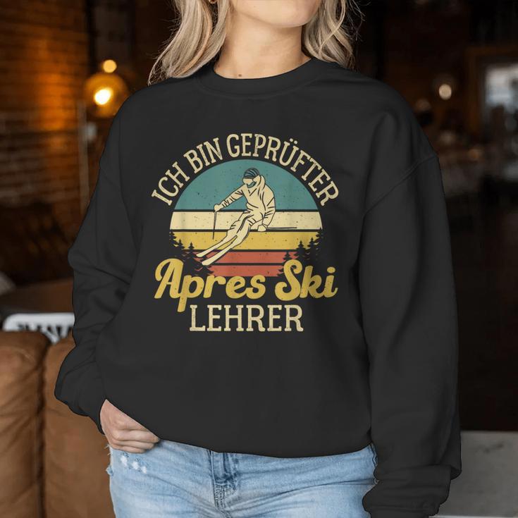 Ich Bin Geprüfter Apres Ski Teacher Huts Party Skiing Sweatshirt Frauen Lustige Geschenke