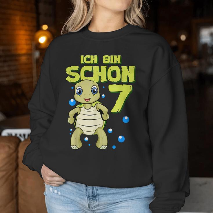 Ich Bin Schon 7 Years Boy Girl Birthday Turtle Sweatshirt Frauen Lustige Geschenke