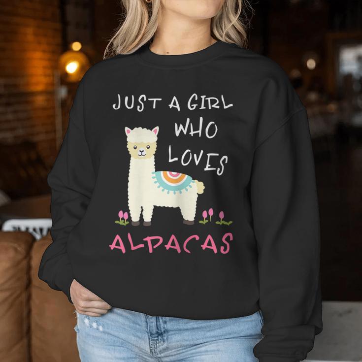 Just A Girl Who Loves Alpacas Alpacas Slogan Sweatshirt Frauen Lustige Geschenke