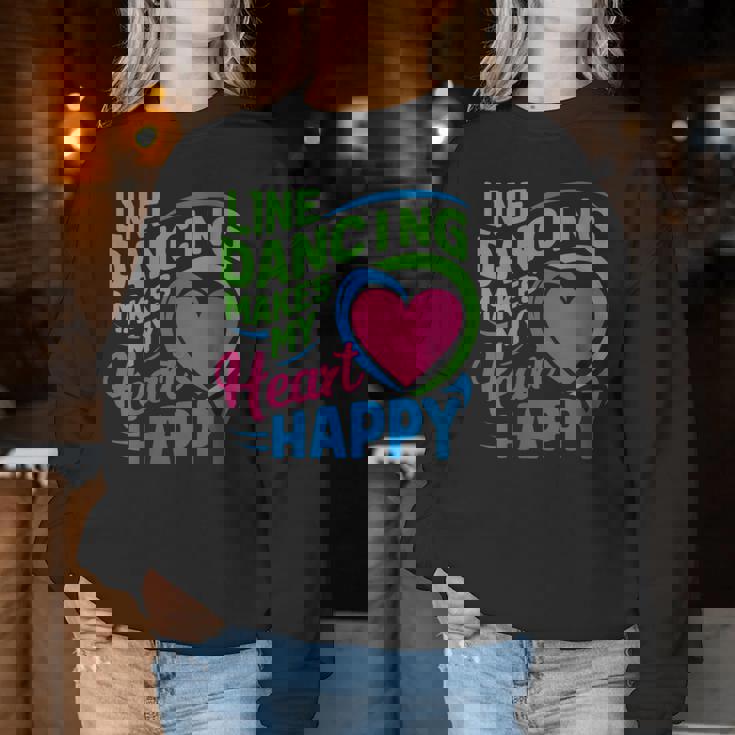 Line Dancing Hace Mi Corazón Feliz Danza Cuello Sudadera Mujer Regalos divertidos