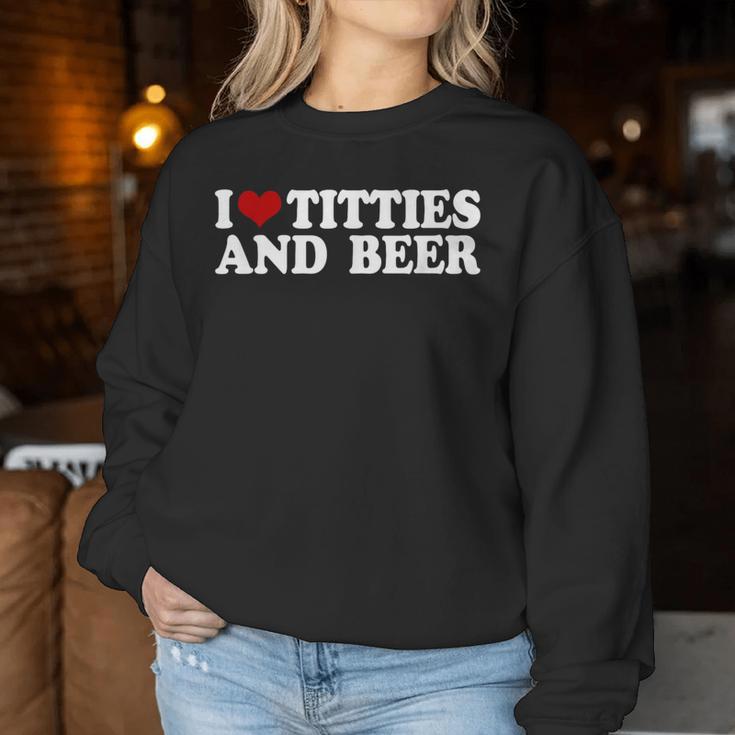 With I Love Tittis And Beer Motif Sweatshirt Frauen Lustige Geschenke