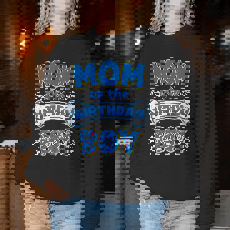 Mom Of The Birthday Boy Dog Family Birthday Matching Women Sweatshirt Personalized Gifts
