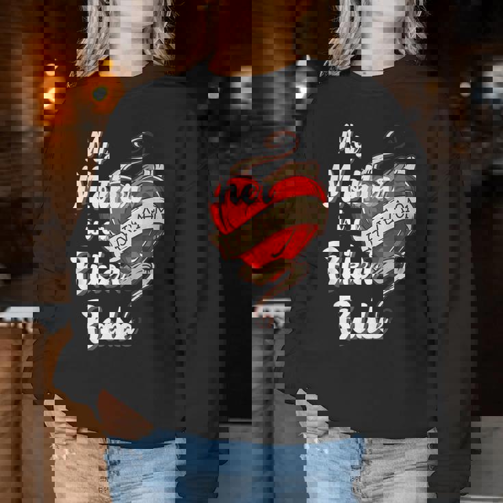 My Mother Is A Biker Babe Motorcycle Mom Moto Grandma Women Sweatshirt Personalized Gifts