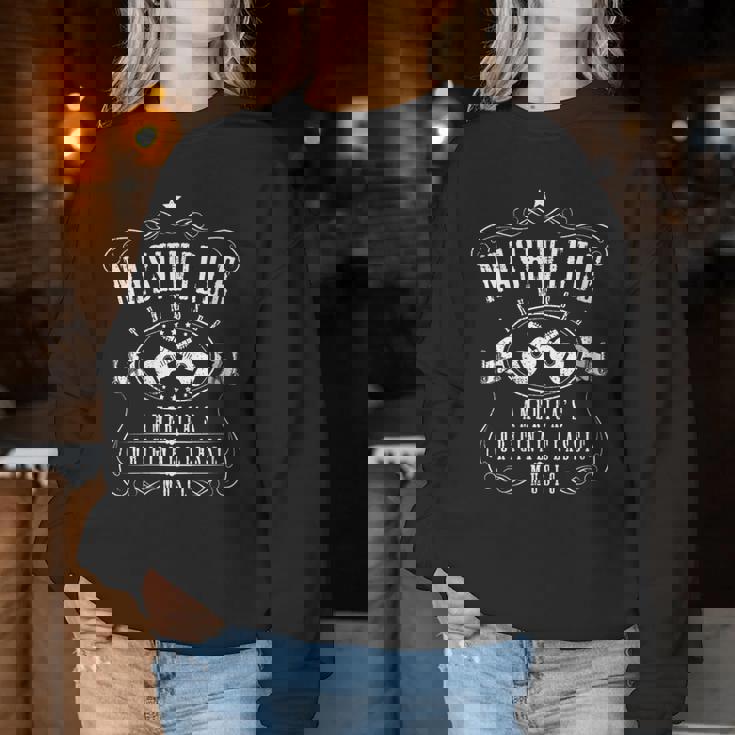 Nashville Tennessee Guitarra Musical Country America Cuello Sudadera Mujer Regalos divertidos