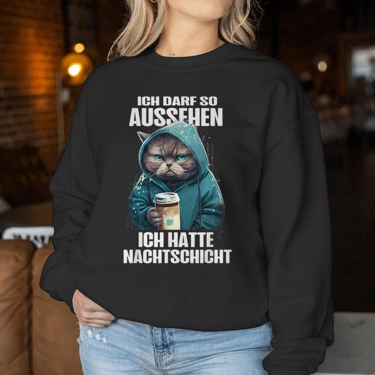 Night Layer Cat Coffee Layered Work Sweatshirt Frauen Lustige Geschenke