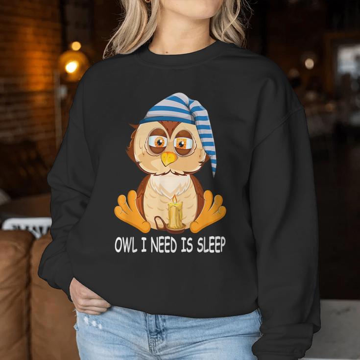 Owl Night Owl Sleeping Cap Nightgown Pyjamas Owl Sweatshirt Frauen Lustige Geschenke