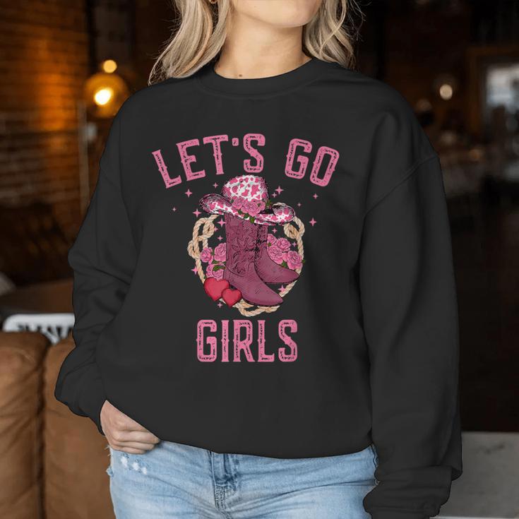 Pink Cowboy Hat Boots Let's Go Girls Western Cowgirls Sweatshirt Frauen Lustige Geschenke