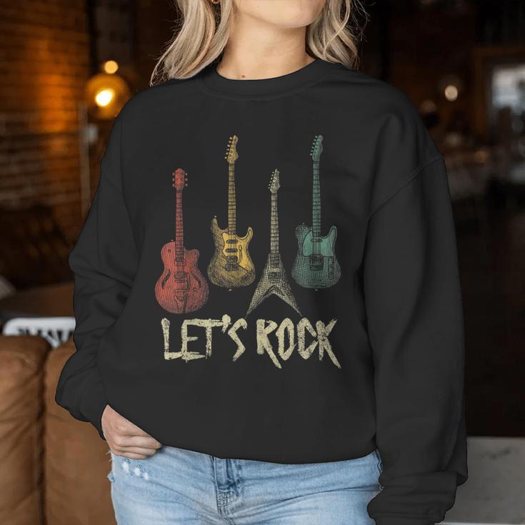 Lets Rock N Roll Guitar Retro Women's Sweatshirt Frauen Lustige Geschenke