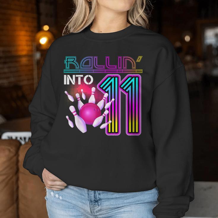 Rolling Into 11 Year Old Bowling Lover 11Th Birthday Sweatshirt Frauen Lustige Geschenke