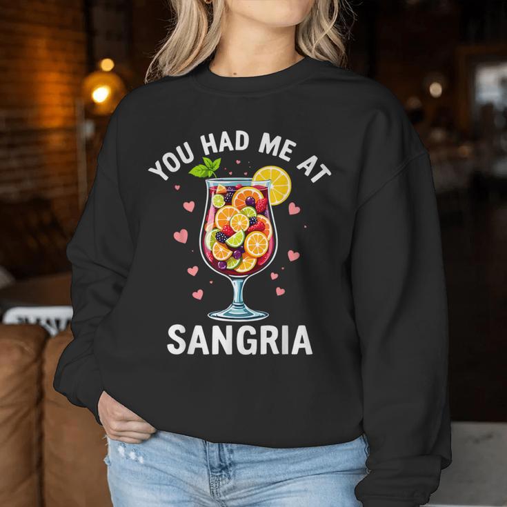 You Had Me At Sangria Wine Lover Drink Sweatshirt Frauen Lustige Geschenke