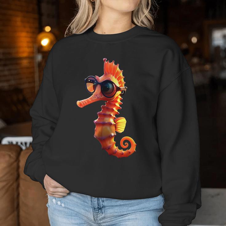 Seahorse With Sunglasses Aquarist Ocean Cute Seahorse Sweatshirt Frauen Lustige Geschenke