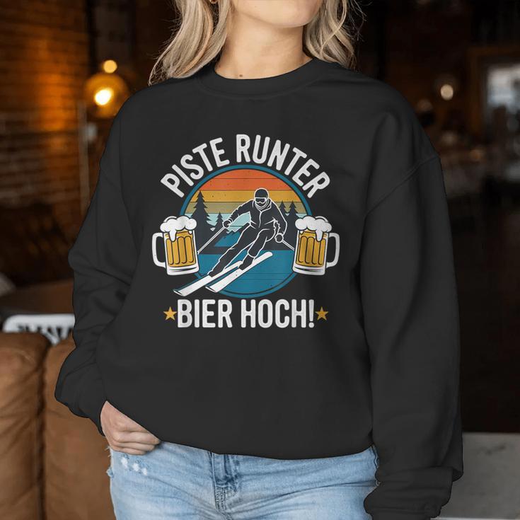 Slope Down Beer High Skier Skiing Winter Holiday Sweatshirt Frauen Lustige Geschenke