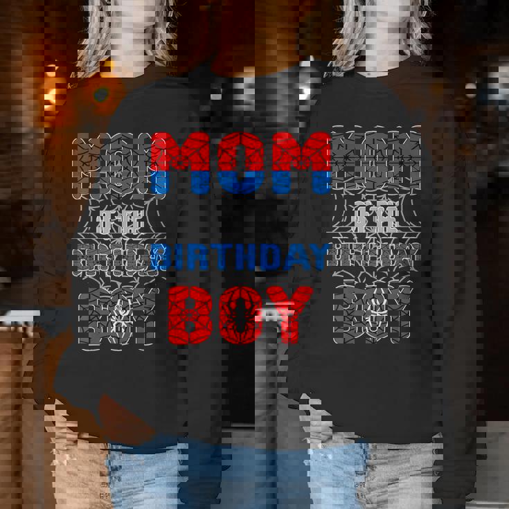Spider Web Birthday Party Mom Of The Birthday Boy Women Sweatshirt Personalized Gifts