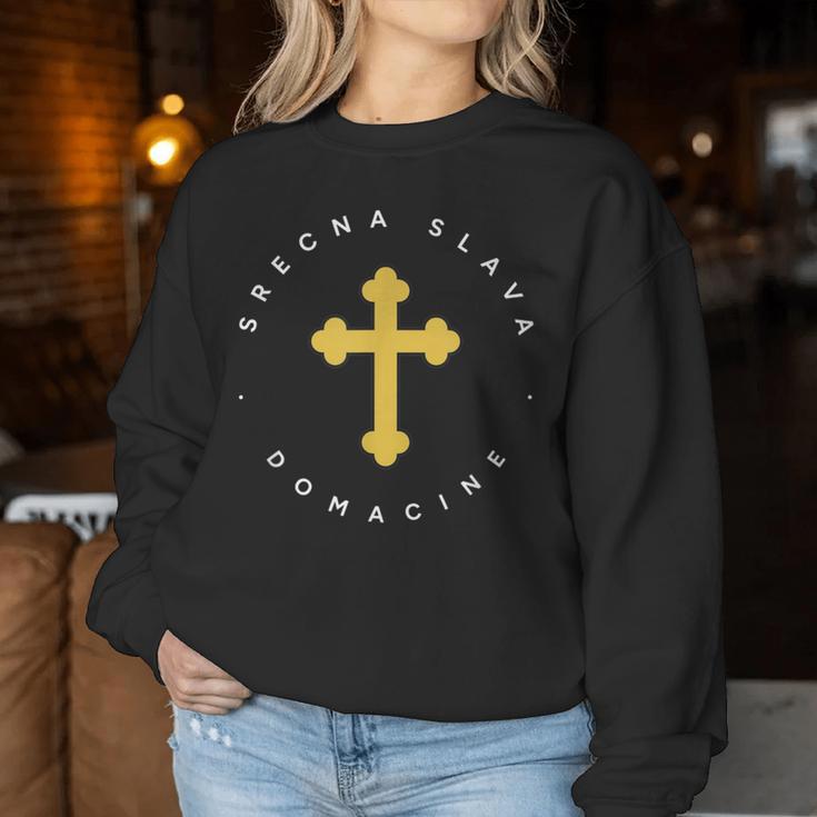 Srecna Slava Domacine Sweatshirt Frauen Lustige Geschenke