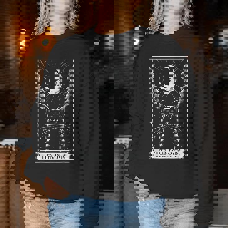Tarot Card Vintage Crescent Moon Black Cat Mom Cat Lovers Women Sweatshirt Personalized Gifts