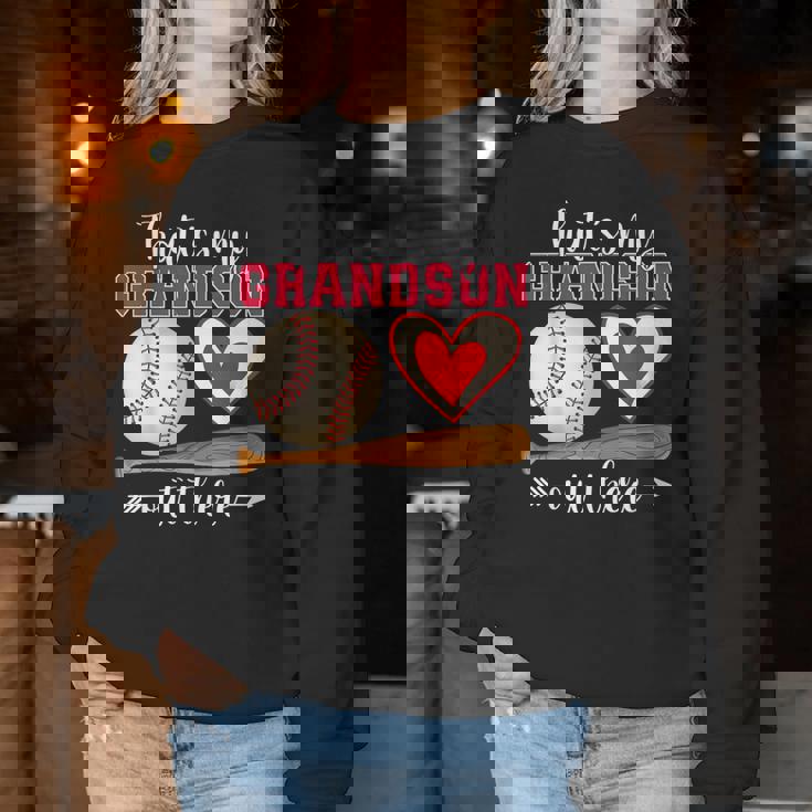 That's My Grandson Out There Baseball Mother's Day Grandma Women Sweatshirt Unique Gifts