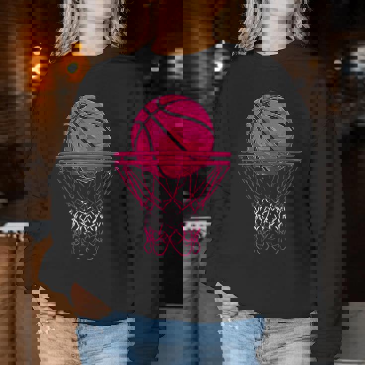 Vintage Pink Basketball Desgin For Girl Women Sweatshirt Funny Gifts