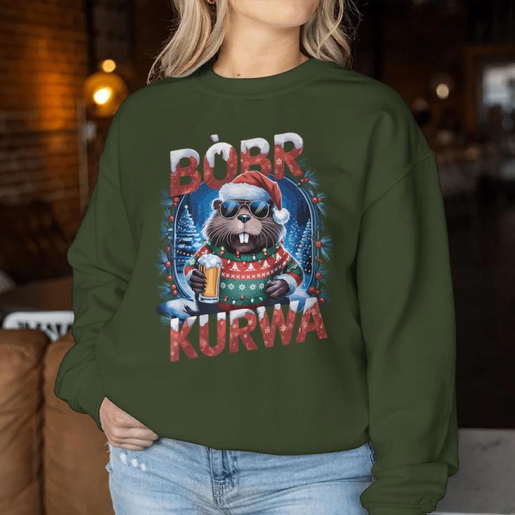 Bóbr Christmas Jumper Christmas Sauf Beer Costume Bobr Kurwa Sweatshirt Frauen Lustige Geschenke