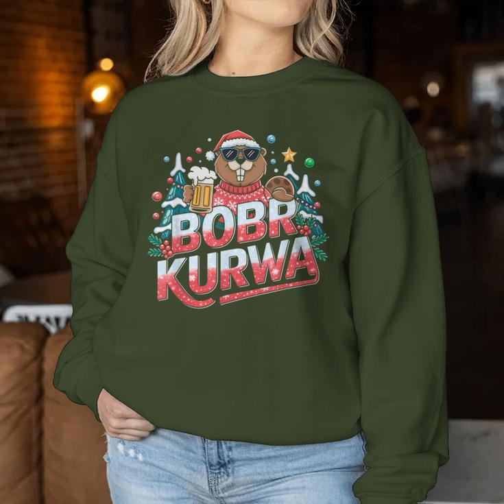 Bòbr Kurwa Bober X Xmas Weihnachtsbier Kurwa Bober Xmas Beer Sweatshirt Frauen Lustige Geschenke