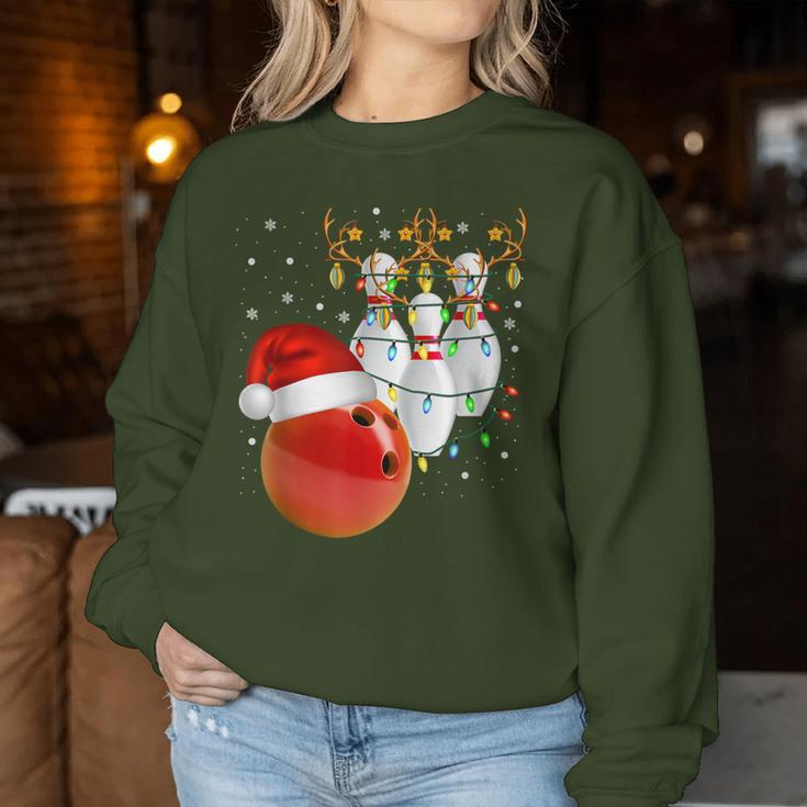 Bowling Christmas Bowling Santa Hat Christmas Lights Sweatshirt Frauen Lustige Geschenke