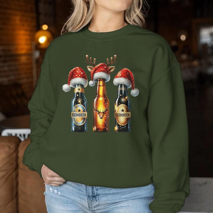 Christmas Beer Bottles With Christmas Hat Beer Sweatshirt Frauen Lustige Geschenke