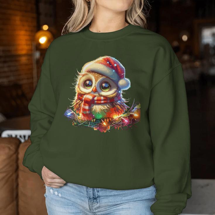 Christmas Hat Owl Sweatshirt Frauen Lustige Geschenke