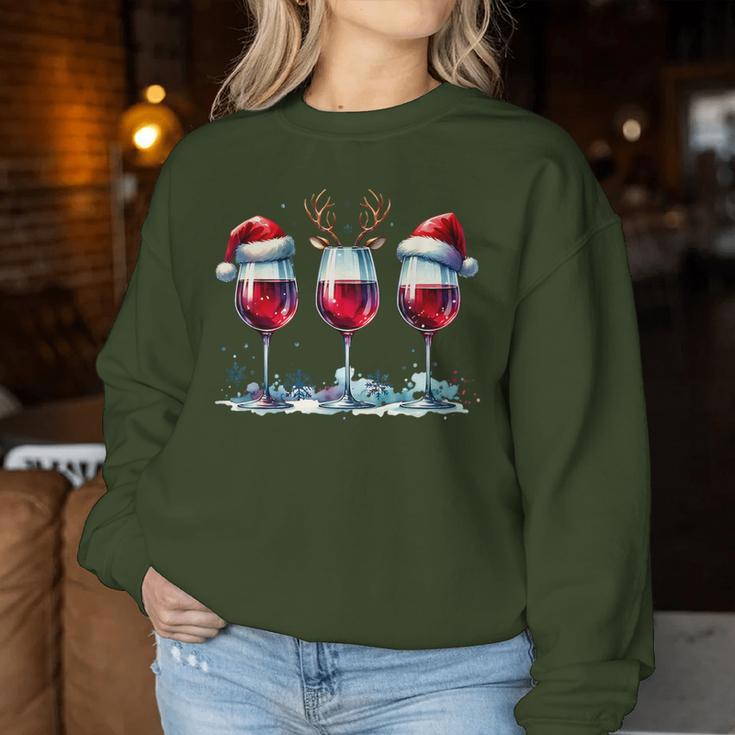 Christmas Red Wine Merry Christmas Reindeer Women's Sweatshirt Frauen Lustige Geschenke