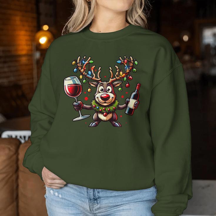 Christmas Wine Lovers Xmas Christmas Reindeer Sweatshirt Frauen Lustige Geschenke