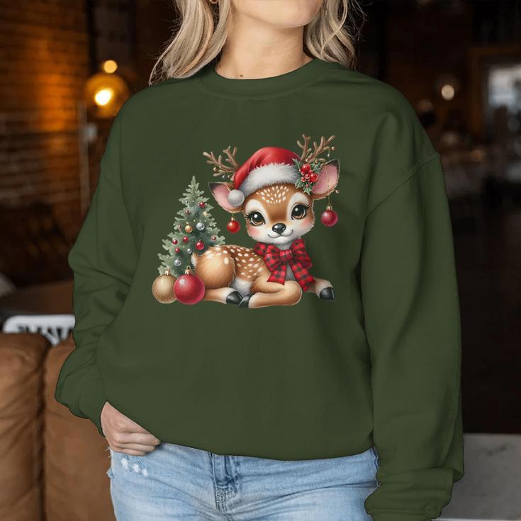 Deerintage Boho Christmas Winter Fawn Animal Sweatshirt Frauen Lustige Geschenke