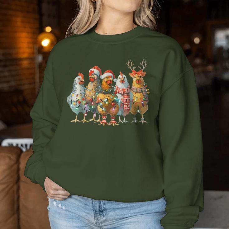 Chicken Christmas Lights Cute Farm Animal Sweatshirt Frauen Lustige Geschenke