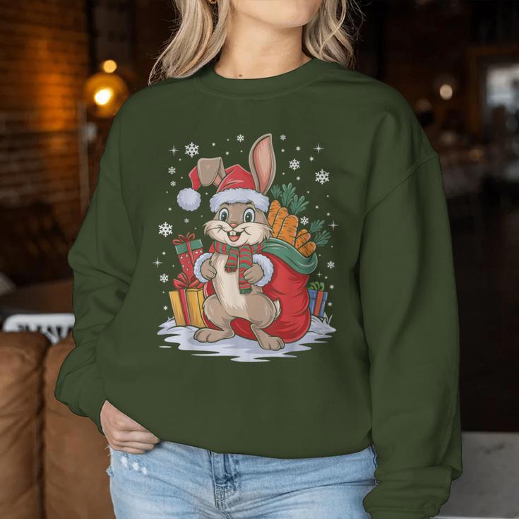 Christmas Bunny Santa Hat Rabbit Christmas Sweatshirt Frauen Lustige Geschenke