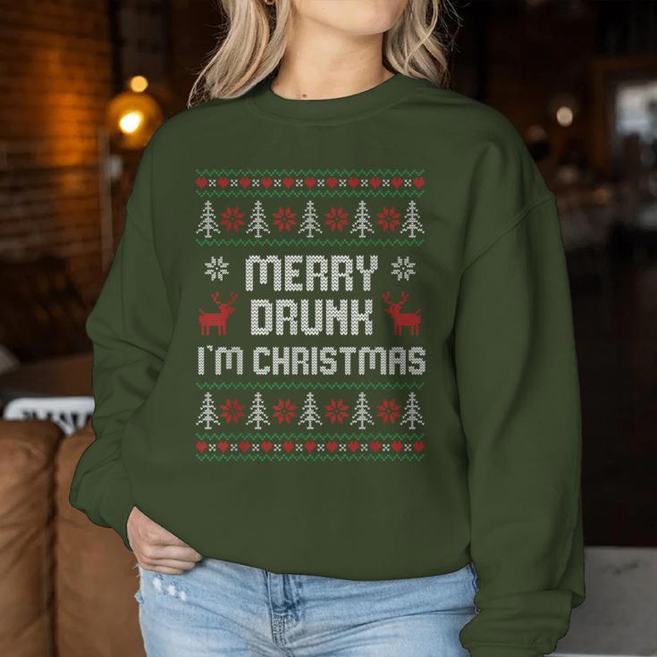 Ugly Christmas Drinking Merry Drunk I'm Christma Sweatshirt Frauen Lustige Geschenke