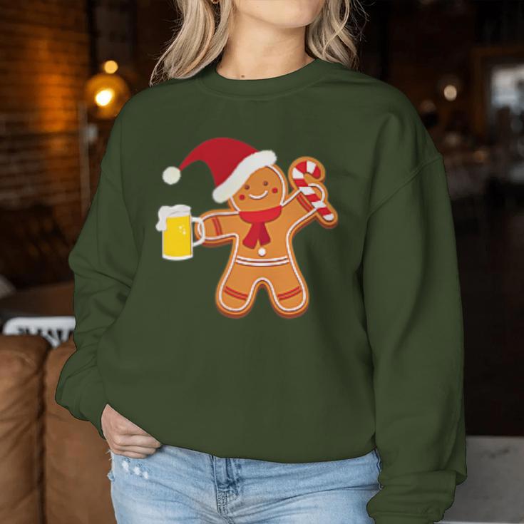 Gingerbread Man With Beer Christmas Xmas Jumper Sweatshirt Frauen Lustige Geschenke