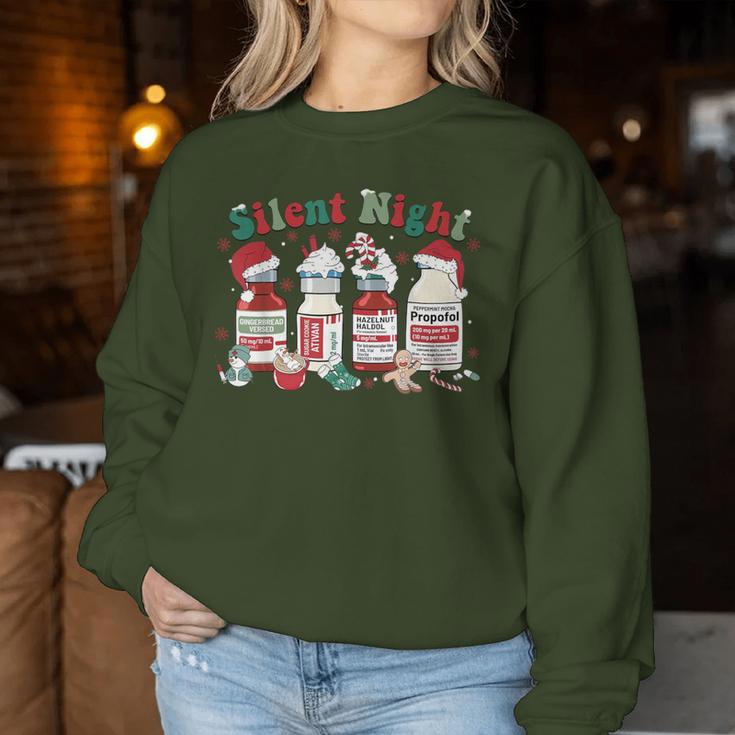 Icu Nurse Christmas Silent Night Sweatshirt Frauen Lustige Geschenke