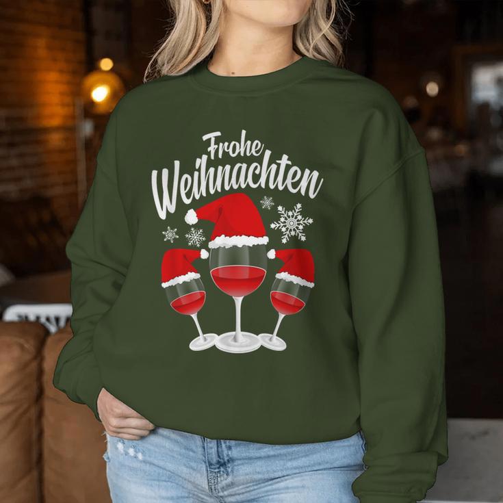 Merry Christmas Wine Red Wine Glass With Christmas Hat Sweatshirt Frauen Lustige Geschenke