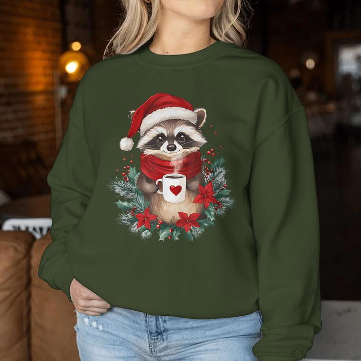 Raccoon Coffee Children Christmas Raccoon Sweatshirt Frauen Lustige Geschenke