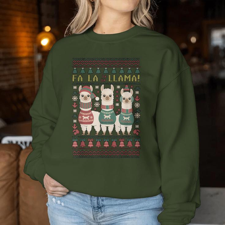 Ugly Christmas Sweater Fa La La Llama Merry Xmas Cute Alpaca Sweatshirt Frauen Lustige Geschenke