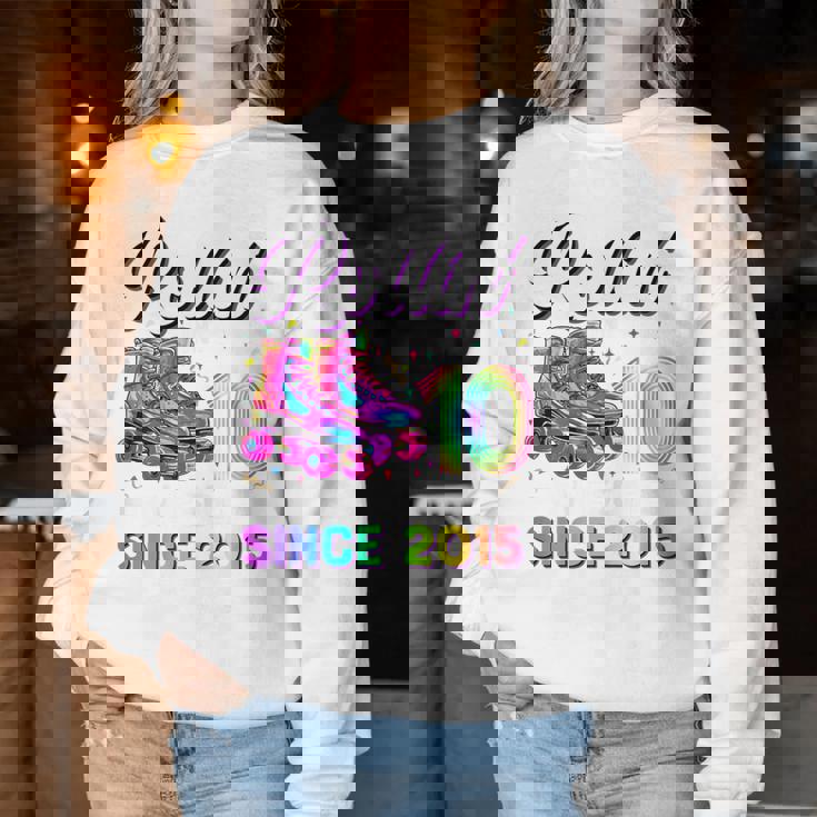 10Th Birthday Girl 10 Year Old Roller Skate Skating Women Sweatshirt Funny Gifts