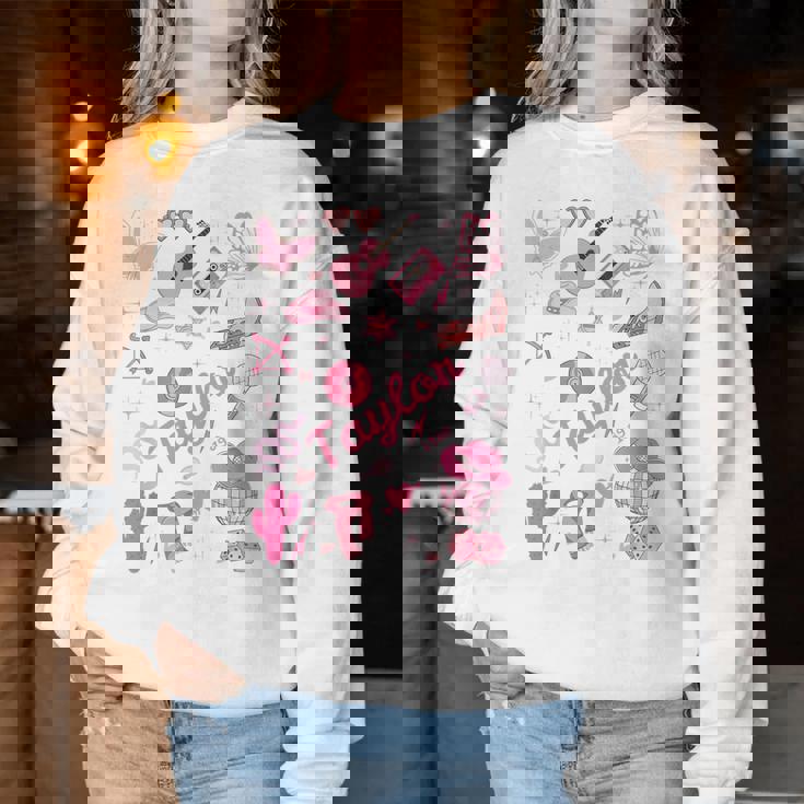 Birthday Girl Groovy Taylor First Name Personalized Heart Women Sweatshirt Personalized Gifts