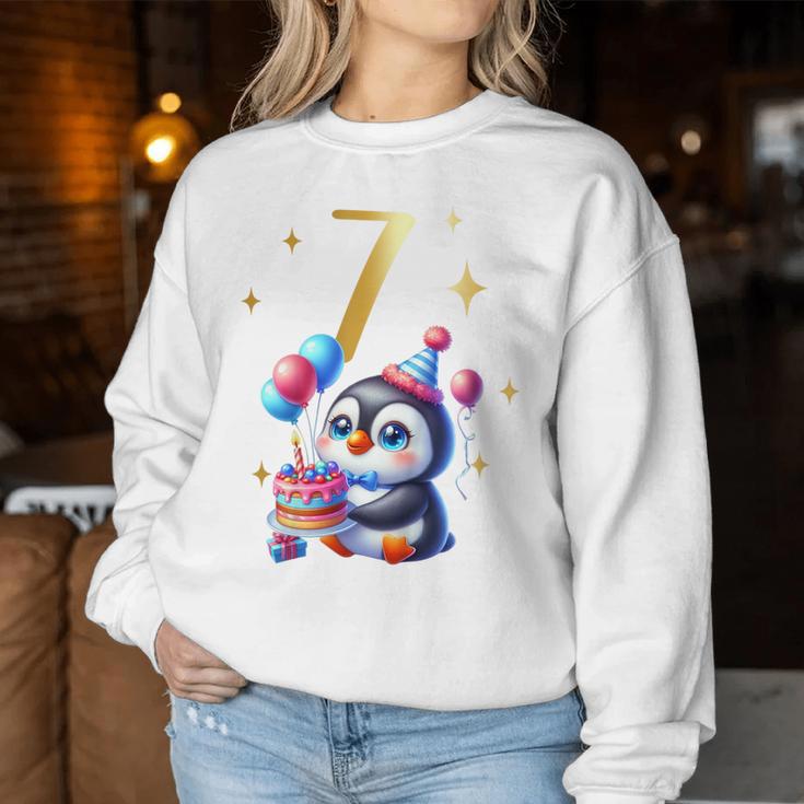 Children's Birthday 7 Girl Penguin Animals Party 7 Years Old Sweatshirt Frauen Lustige Geschenke