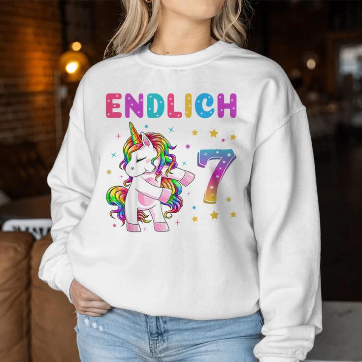 Kinder Endlich 7 Geburtstag Mädchen 7 Jahre Lustiges Party Einhorn Sweatshirt Frauen Lustige Geschenke